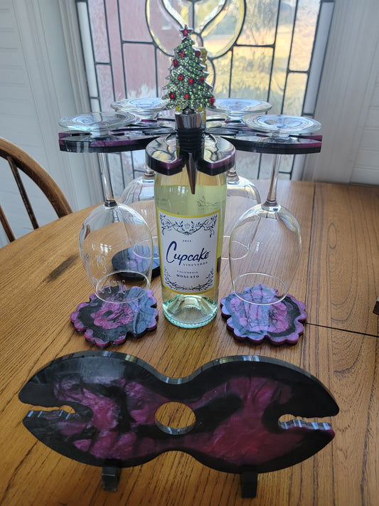 Wine Caddy with 4 Coasters (colors can be adjusted to your liking)